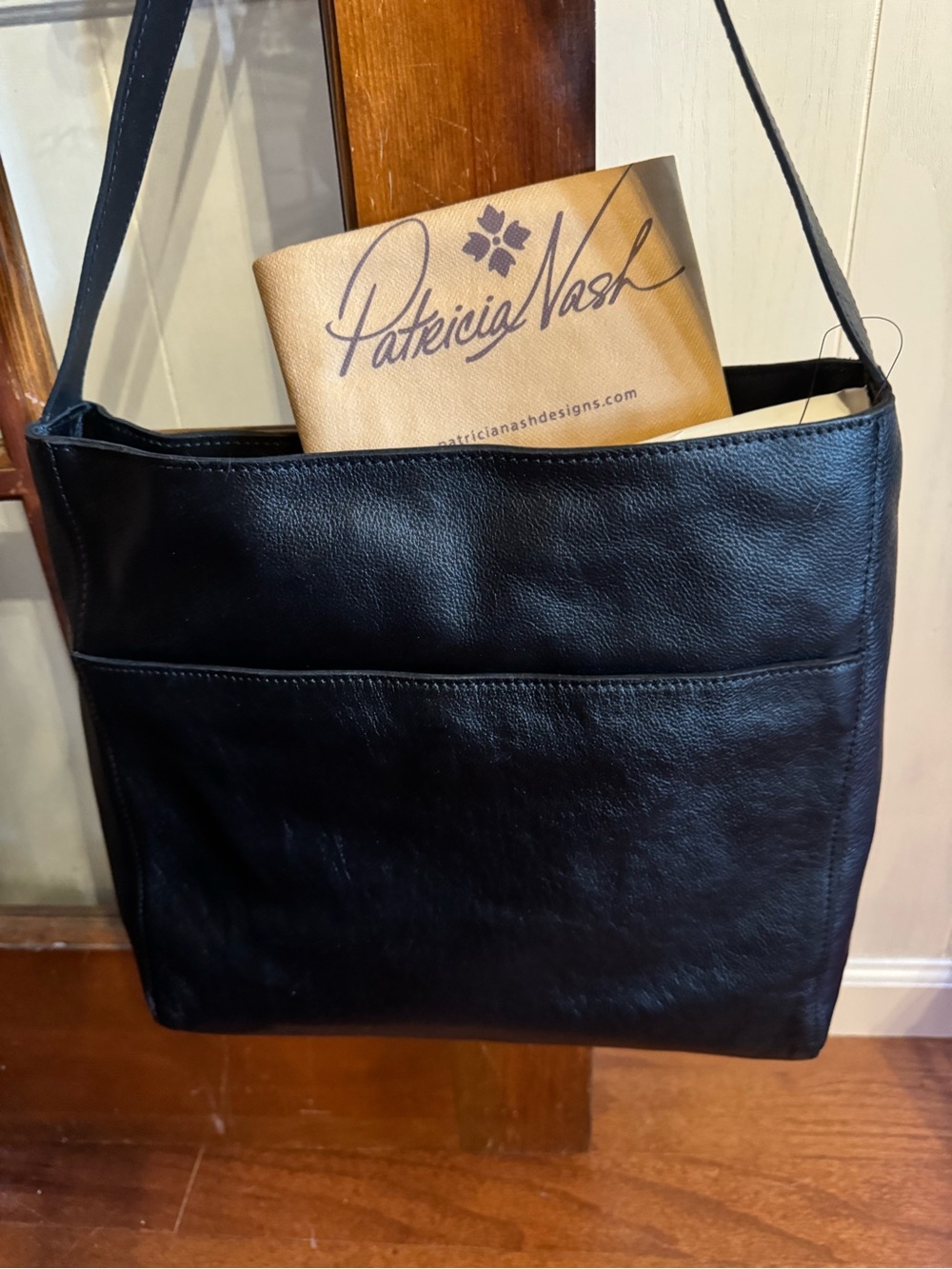 Patricia Nash Black Leather Crossbody Messenger